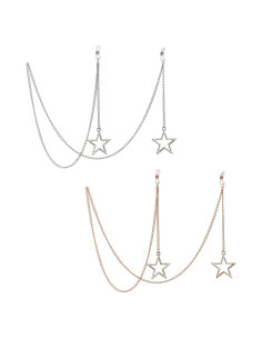 Cadena de Gafas HomeSoGood 2 PCS Metal Estrella Oro Plata 85 cm