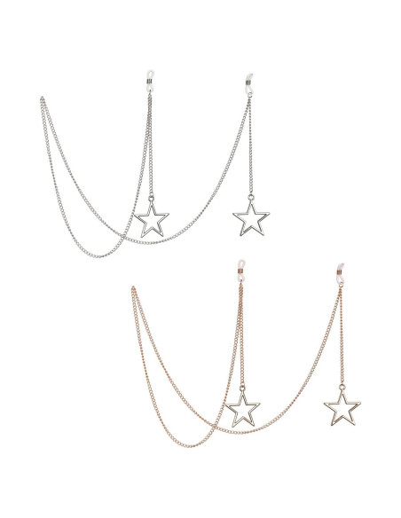 Cadena de Gafas HomeSoGood 2 PCS Metal Estrella Oro Plata 85 cm