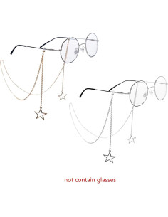 Cadena de Gafas HomeSoGood 2 PCS Metal Estrella Oro Plata 85 cm 2