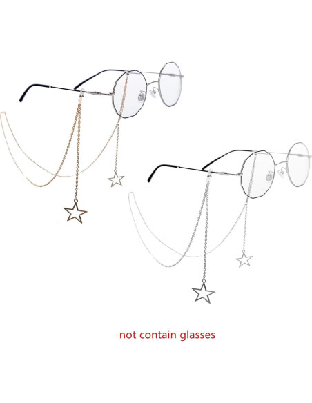 Cadena de Gafas HomeSoGood 2 PCS Metal Estrella Oro Plata 85 cm