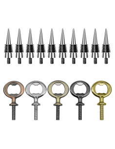 Kit 10 Tapones de Vino y 5 Abrebotellas GUZIKO Acero Inoxidable