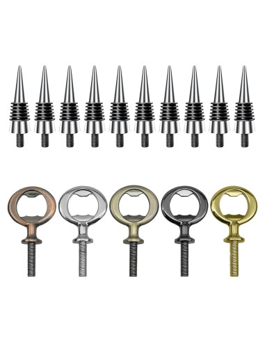 Kit 10 Tapones de Vino y 5 Abrebotellas GUZIKO Acero Inoxidable