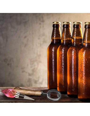 Kit 10 Tapones de Vino y 5 Abrebotellas GUZIKO Acero Inoxidable