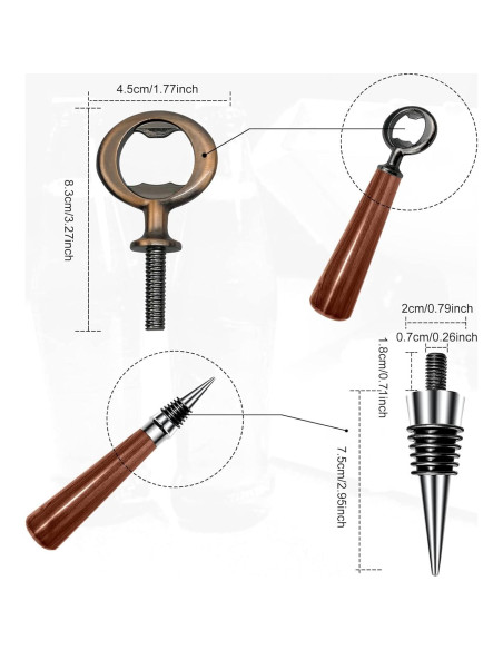 Kit 10 Tapones de Vino y 5 Abrebotellas GUZIKO Acero Inoxidable