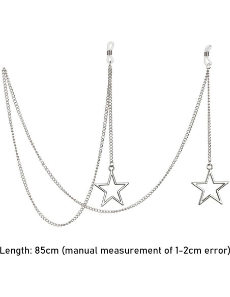 Cadena de Gafas HomeSoGood 2 PCS Metal Estrella Oro Plata 85 cm