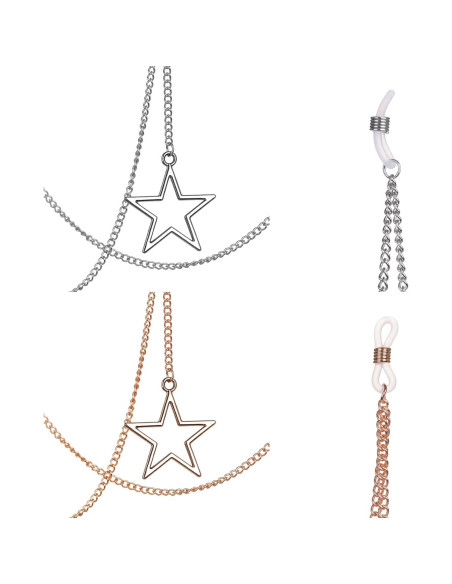Cadena de Gafas HomeSoGood 2 PCS Metal Estrella Oro Plata 85 cm