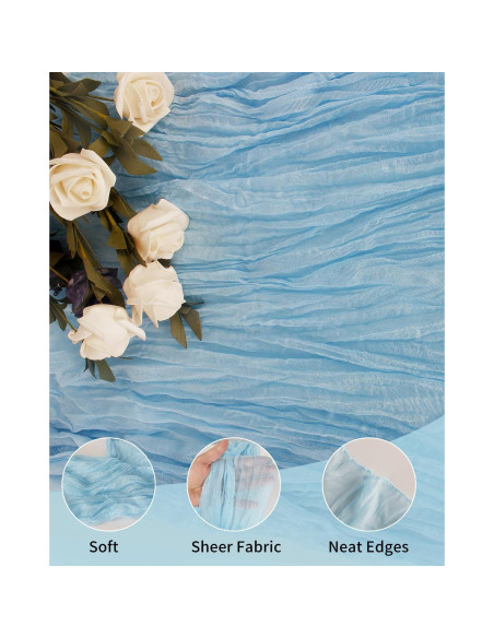 Caminito de Mesa de Gasa YAYOYA 304.8x88.9 cm Azul Bebé