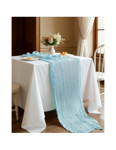 Caminito de Mesa de Gasa YAYOYA 304.8x88.9 cm Azul Bebé