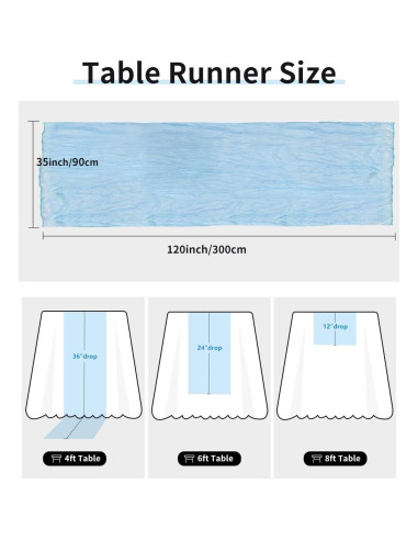 Caminito de Mesa de Gasa YAYOYA 304.8x88.9 cm Azul Bebé