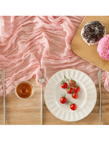 Paquete de 6 Caminos de Mesa de Gasa Rosa 3.05 m Boho Rústico