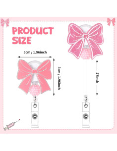 2 Ruedas de Insignia Retráctiles BESARME Lazo Rosa Clip 2