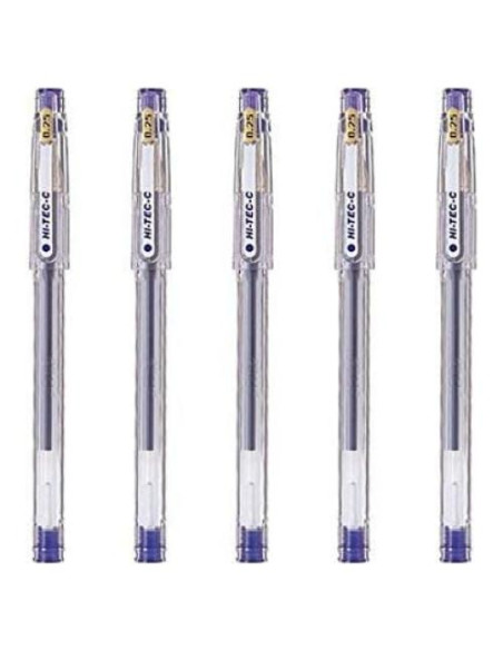 Bolígrafo gel Pilot Hi-Tec-C 025, punta 0.25mm, azul, 5 unidades