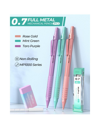 Juego de Lápices Mecánicos Nicpro 0.7mm con 480 Recargas