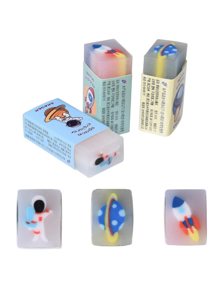 Borradores de Gel Kawaii Espacial HILAZA 18 Pcs para Niños