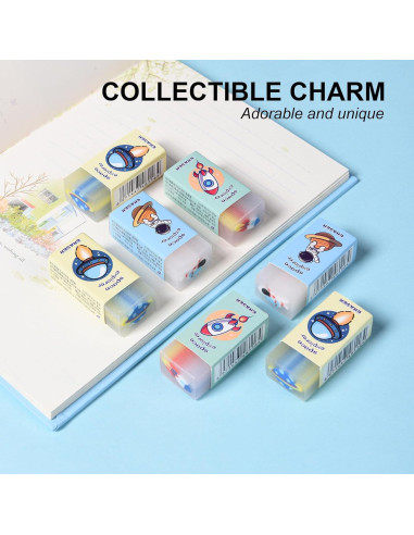 Borradores de Gel Kawaii Espacial HILAZA 18 Pcs para Niños