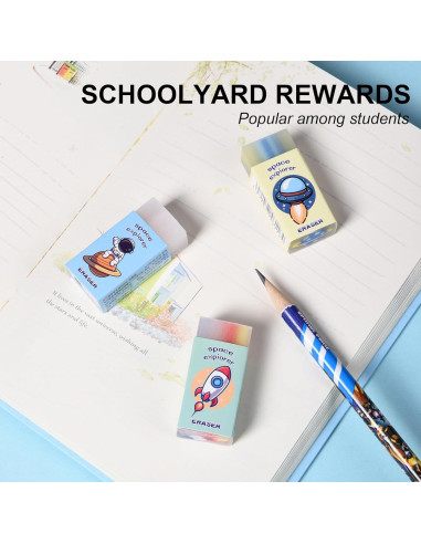 Borradores de Gel Kawaii Espacial HILAZA 18 Pcs para Niños