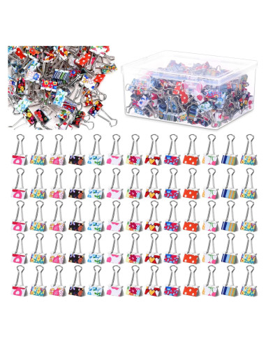 200 Clips de Carpeta Coloridos Humyoun 19mm con Caja Almacenaje