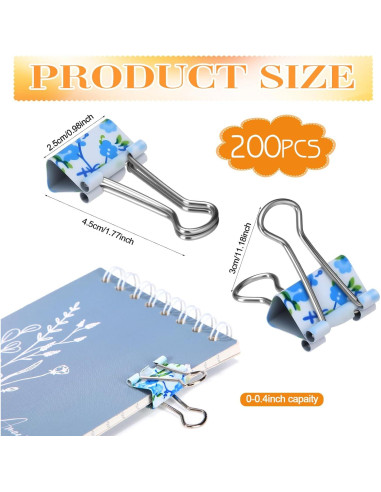 200 Clips de Carpeta Coloridos Humyoun 19mm con Caja Almacenaje