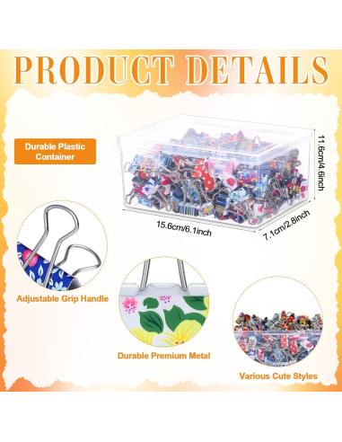 200 Clips de Carpeta Coloridos Humyoun 19mm con Caja Almacenaje