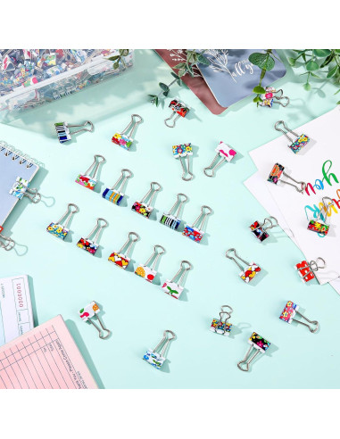 200 Clips de Carpeta Coloridos Humyoun 19mm con Caja Almacenaje