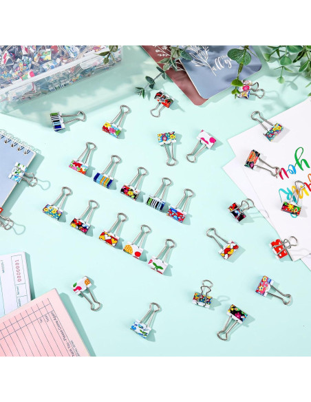 200 Clips de Carpeta Coloridos Humyoun 19mm con Caja Almacenaje