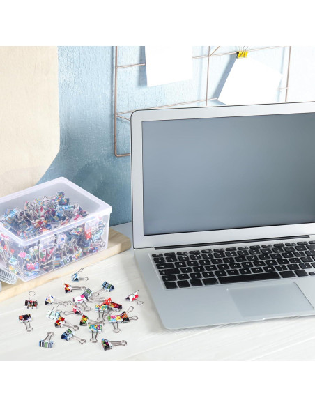 200 Clips de Carpeta Coloridos Humyoun 19mm con Caja Almacenaje