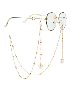 Cadena de Gafas Mariposa y Perlas Doradas 69.85 cm