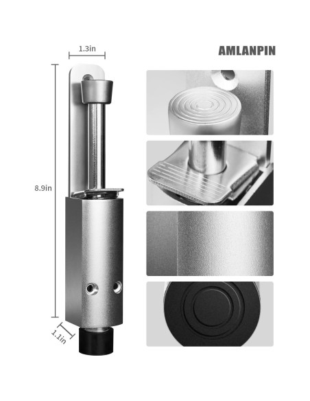 Tope de puerta Amlanpin pesado plateado 0.54 kg para exterior