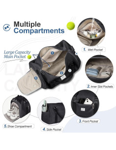 Bolsa de Deporte FIORETTO para Mujeres Negra con Compartimentos 2