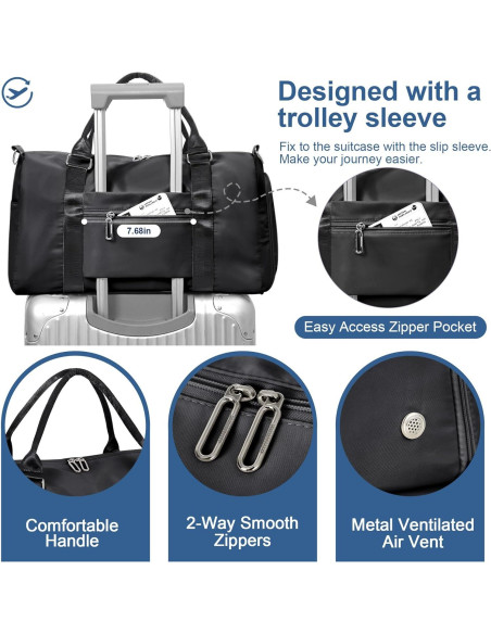 Bolsa de Deporte FIORETTO para Mujeres Negra con Compartimentos