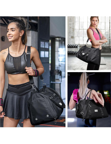 Bolsa de Deporte FIORETTO para Mujeres Negra con Compartimentos