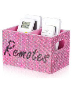 Soporte Organizador de Control Remoto MotiMind Rosa con Rhinestones
