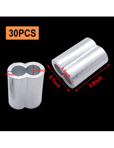 30 Manguitos de Aluminio para Crimpado de Cable 6 mm Luckkyme