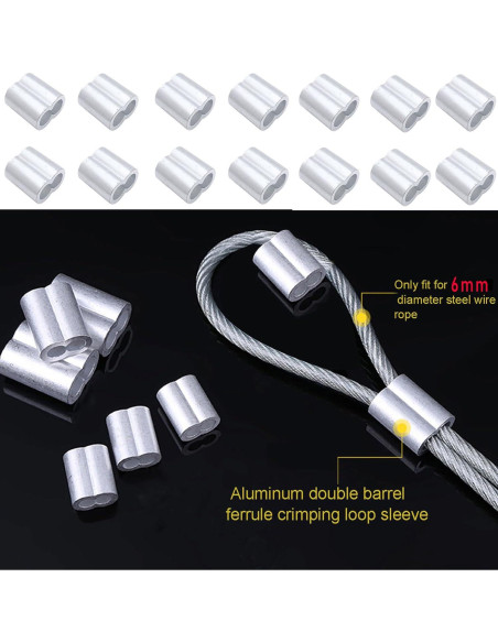 30 Manguitos de Aluminio para Crimpado de Cable 6 mm Luckkyme