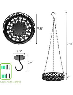 2 Macetas Colgantes ELFULLY de Metal 24.89 cm Negro Brillante 2