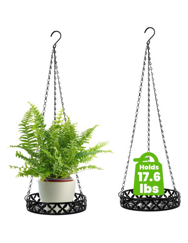 2 Macetas Colgantes ELFULLY de Metal 24.89 cm Negro Brillante