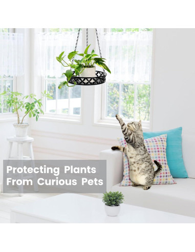 2 Macetas Colgantes ELFULLY de Metal 24.89 cm Negro Brillante