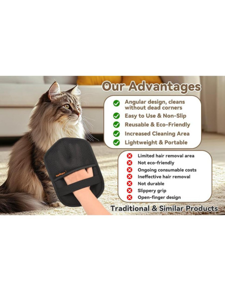 Guante Electroestático Reutilizable Yingphia 24.1x17cm para Pelo de Mascotas