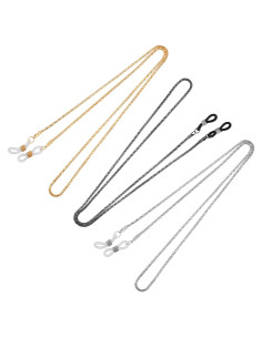 Cadena de Gafas 3 Pcs Aleación Zinc 62 cm Dorado Negro Plateado