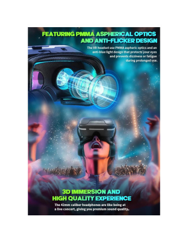 Auriculares VR CoCerKet VR-G15, 1080P, 120 Ángulo, Ergonomía