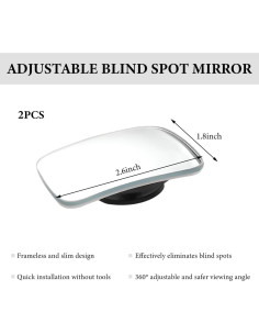 Espejos de Punto Ciego ZNDAW 2 Pcs Ajustables Convexos 2
