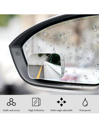 Espejos de Punto Ciego ZNDAW 2 Pcs Ajustables Convexos