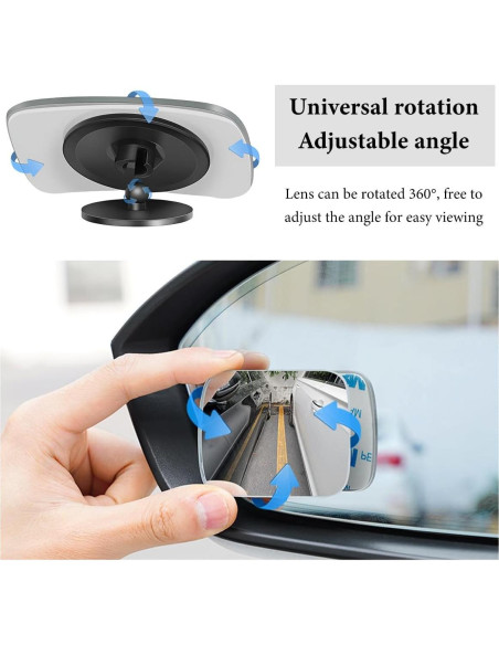 Espejos de Punto Ciego ZNDAW 2 Pcs Ajustables Convexos