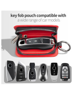 Funda para llavero T-carbon de fibra de carbono y cuero ROJO 2