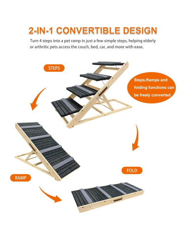 Escalera y Rampa para Mascotas FANUPSON Plegable 5 Niveles