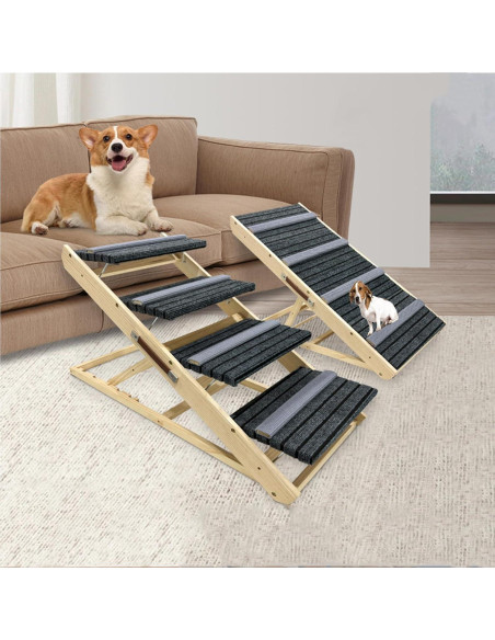 Escalera y Rampa para Mascotas FANUPSON Plegable 5 Niveles