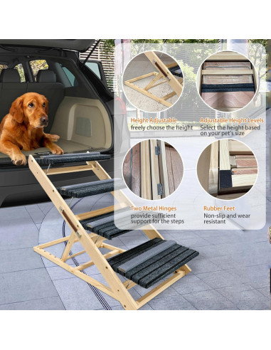 Escalera y Rampa para Mascotas FANUPSON Plegable 5 Niveles
