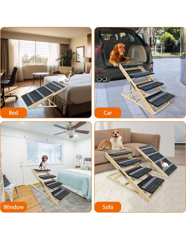 Escalera y Rampa para Mascotas FANUPSON Plegable 5 Niveles