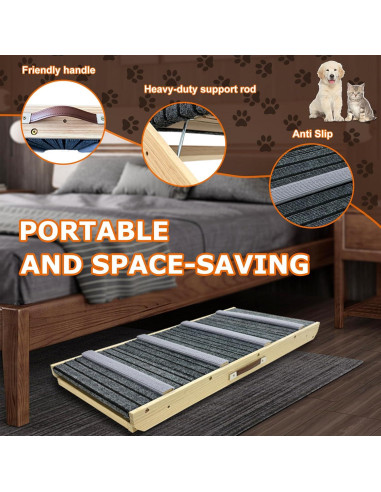 Escalera y Rampa para Mascotas FANUPSON Plegable 5 Niveles