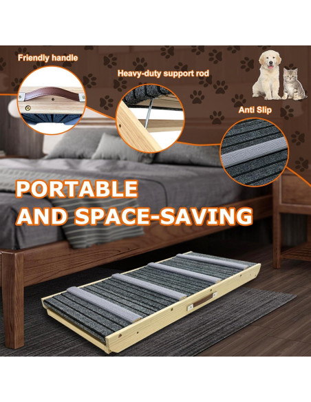 Escalera y Rampa para Mascotas FANUPSON Plegable 5 Niveles